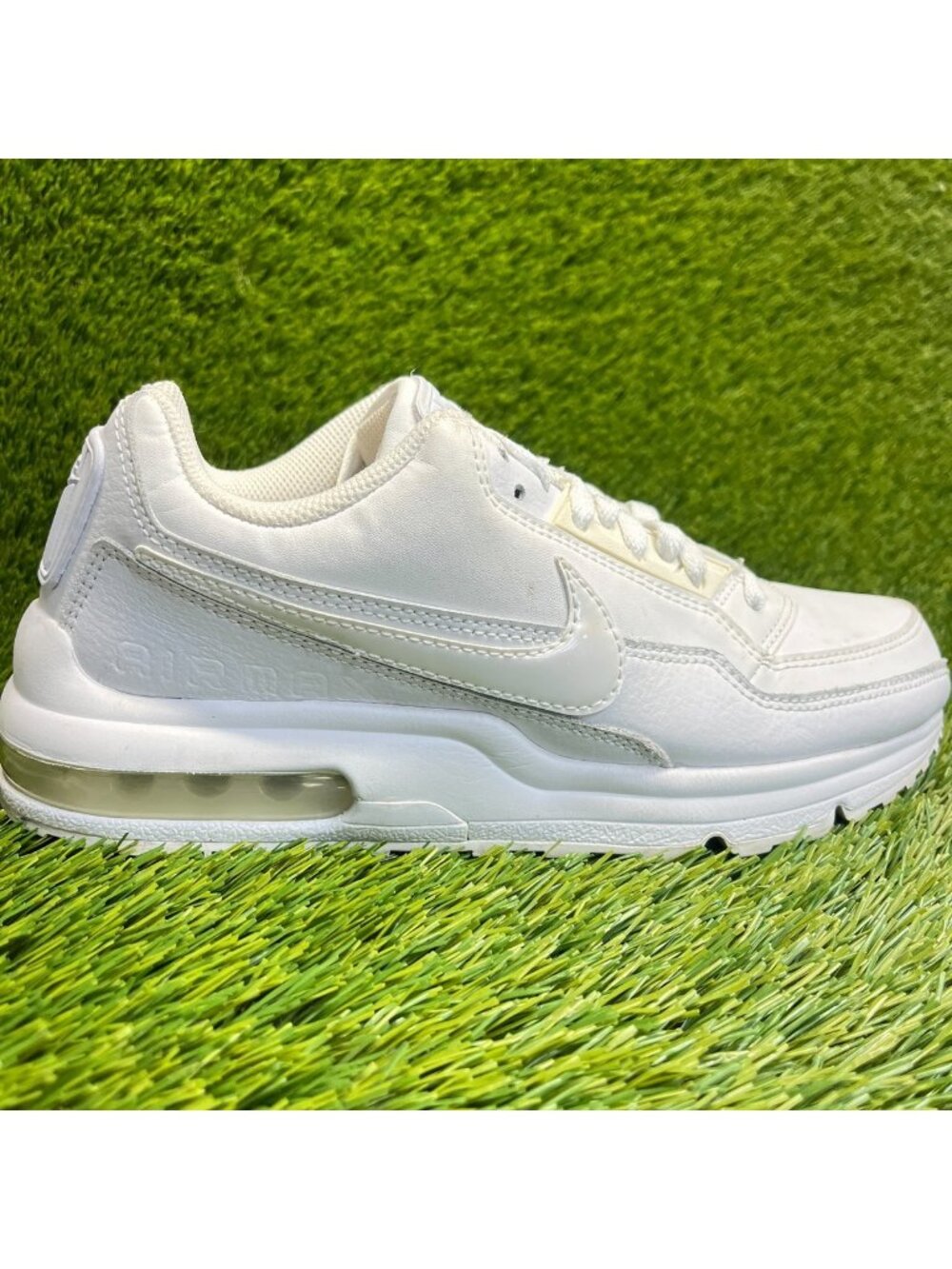 Nike Air Max LTD 3 Mens Size 7 Triple White Athletic Leather Shoes Sneakers